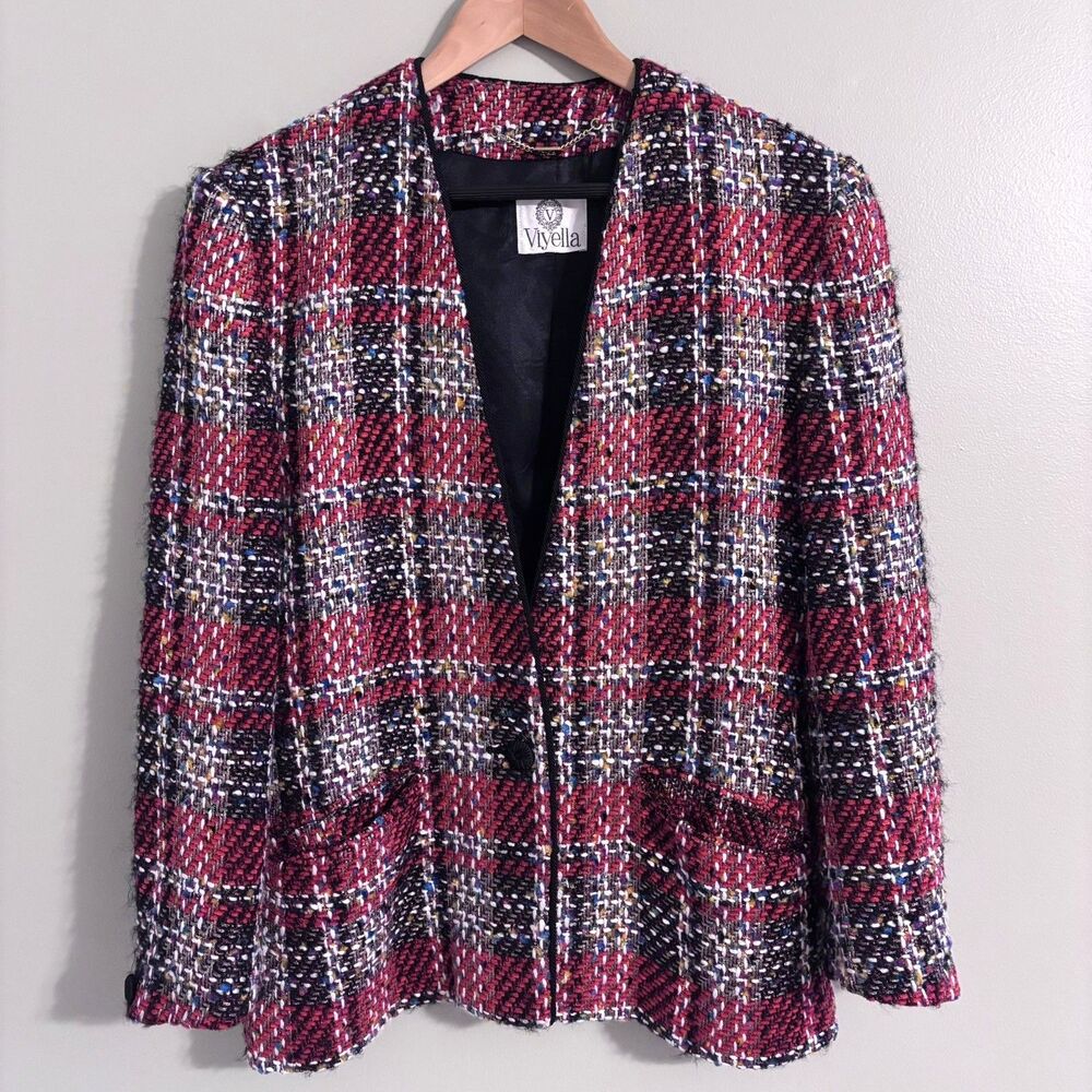 VTG Viyella Wool Mohair Blend Tweed England Women 10 Blazer Jacket Prep Career